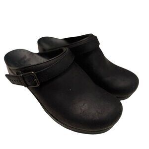 Dansko Black Leather Mules